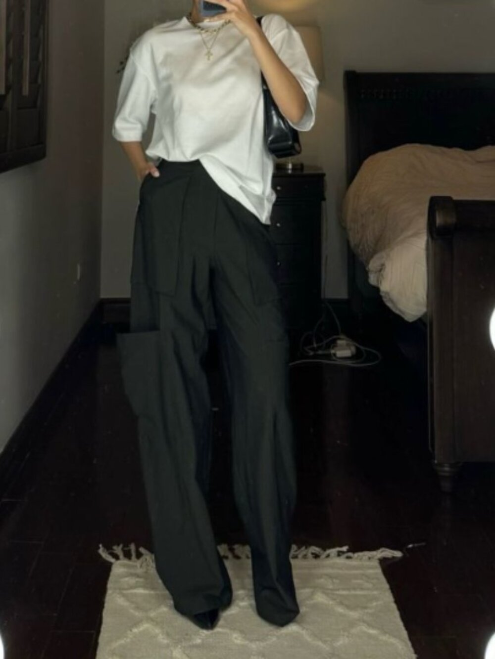 Zara Navy Cargo Wide Leg Pants Size M | High Rise Utility Trousers | 31" Inseam - Picture 2 of 11